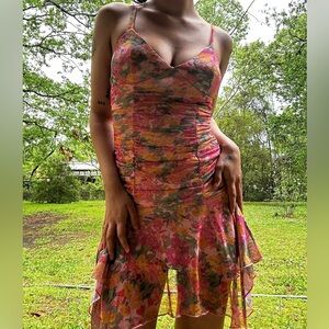 Floral Multicolor Spaghetti Strap Dress